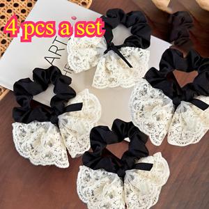 TEMU 4개입 우아한 빈티지 레이스 자수 스위트 나비 헤어링 곱창 밴드