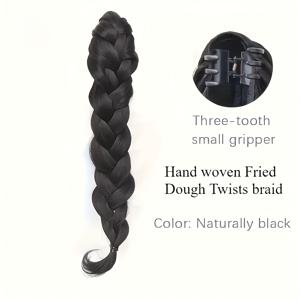 TEMU 22인치/45cm 핸드 브레이드 호스테일 가발 - 볼륨과 질감이 있는 단백질 섬유 합성 머리카락, 클립 번 & 포니테일용 브레이드 (일상 사용) - 모든 헤어 타입 및 두피 색상에 적합 22인치 45cm