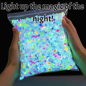 TEMU 4000개 야광 모래, 바다 속의 환상처럼 어항을 장식, 정원 장식, 밤에 길을 별빛 조경로로 바꾸는 작은 모양을 쉽게 조형할 수 있는 입자, 실내 및 실외 장식용