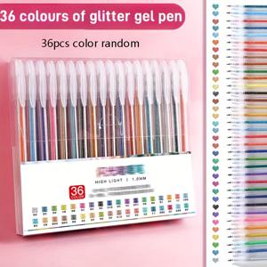 TEMU 36색 세트 색상 변경 깜박이는 펜, 흐르는 모래, 빛나는 , 빛나는 작은 별 젤 펜, 오로라 빛나는 펜, 형광 펜