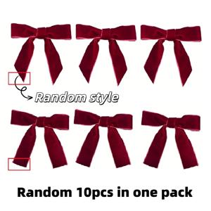 TEMU 데이용 리본 장식 10개 세트, 소형 레드 벨벳 리본 장식 - 버건디 크리스마스 리본 오너먼트, 홈 데코, 리스, 가랜드, 선물 포장, 웨딩, 파티 장식용
