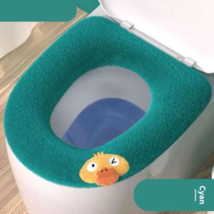 TEMU 1개 만화 변기 시트 쿠션, 겨울철용 손잡이 달린 두꺼운 소프트 패드, 세탁 가능한 가정용 욕실 변기 커버