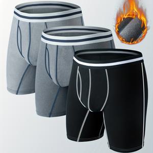 TEMU 남성용 보온 박서 브리프 3개 세트, 따뜻한 트렁크, 심리스/플라이 파우치, 서포트, 편안한 속옷, 겨울용 남성 언더웨어