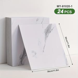 TEMU 12/24개 자체 접착식 대리석 무늬 타일 SXP 벽 스티커, 쉬운 DIY 작업 가능한 모든 실내 공간에 적합한 풀앤스틱 바닥 데칼 30x30cm