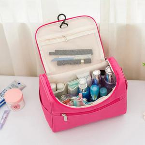 TEMU 여행용 고품질 행잉 화장품 파우치, 한국식 대용량 메이크업 케이스 베개 커버, 기능성 수납 가방, 대용량 여행 정리함