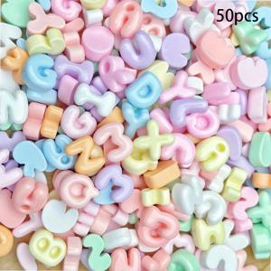 TEMU 50개/품목 귀여운 지방 편지 랜덤 혼합 액세서리 미니 알파벳 수지 패치 보석 만들기 용품 DIY 폰 케이스 헤어 클립 재료