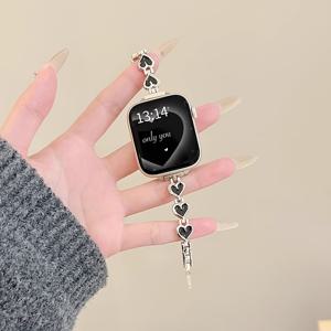 TEMU 사랑 메탈 실버 엣지 크리에이티브 팔찌, 애플워치 38mm, 40mm, 41mm, 42mm, 44mm, 45mm, 46mm, 49mm 호환, 애플워치 10-1 SE 울트라 시리즈, 조절 가능한 버클, 방수 불가 (시계 미포함)