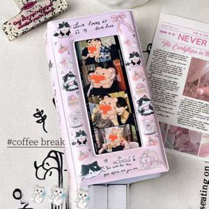 TEMU 고양이 애프터눈 티 캐슬 작은 양 핸드드레인 사각 그리드 카드 앨범 사진 앨범 카드 보관 앨범 사진 앨범 북