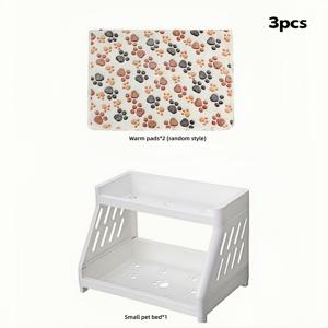 TEMU 컴팩트 3-in-1 애완동물 둥지 세트 – , 토끼, 햄스터, 골든 베어를 위한 포근한 쿠션을 갖춘 PVC 동굴 침대, 탈부착 및 세척 용이