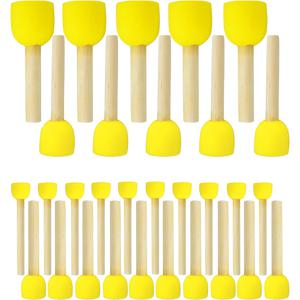 TEMU 30개 원형 스펀지 브러쉬 (페인팅용) | 4가지 사이즈, 아크릴 페인트 스펀지, 어린이용 스텐실 페인팅 도구, 미술 및 공예용 폼 페인트 브러쉬, 레몬 옐로우, 열가소성 폴리우레탄 소재