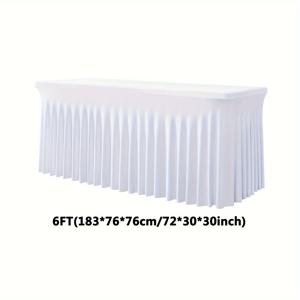 TEMU 1개 스판덱스 탄성 테이블보, 주름 테이블 커버, 파티 및 행사에 적합, 스커트 테이블보, 연회 테이블 커버, 결혼식, 생일, 모임, 회의, 야외 행사에 이상적