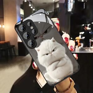 TEMU 폰 케이스: 앵그리 캣 S25울트라/S25+/S25/S24울트라/24플러스/S24Fe/S24/S23울트라/S23+/S23Fe/S23/S22울트라/S22+/S22/S21울트라/S21+/S21Fe/S21/S20울트라/S20+/S20Fe/S20 - 강화유리 폰 케이스 내구성 충격방지 풀바디 보호