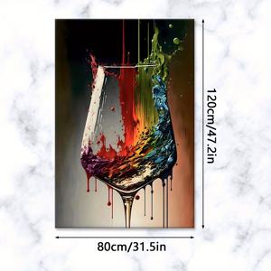 TEMU 1개 초대형 나무 프레임 캔버스 그림, 컬러풀 액체 스플래시 와인 글라스 아트 포스터, 홈 데코레이션용 아트, 패턴 벽 장식, 거실, 침실, 사무실, 레스토랑, 바 벽 장식용, 방수, 무취, 그림, 프린트, 아트워크