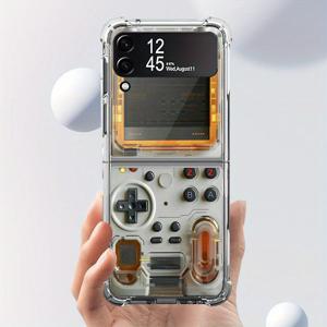 TEMU 휴대폰 케이스 - 삼성 갤럭시 Z 플립 6 5G, 5, 4, 3용 커버 - 유머러스한 레트로 게임 콘솔 디자인의 부드러운 투명 폰 케이스