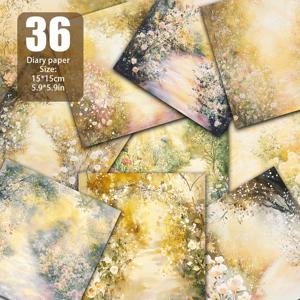 TEMU 햇빛이 비치는 수채화 정원길과 야생 장미, 부드러운 황금 빛에 흔들리는 어린이들의 숨결로 따뜻한 꽃 분위기를 조성하는 아이의 호흡, 원예 일러스트레이션, 배경지, 정원 파티 초대장, 엽서 디자인 등에 적합합니다. 사양: 5.9*5.9인치, 36매