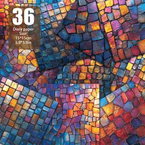 TEMU 컬러풀 유리 패턴 스크랩북지, 핸드메이드 종이, 빈티지 다이어리 배경 장식 및 메모리얼 앨범 카드 매트 제작용 재료지 - 5.9 * 5.9인치 36장