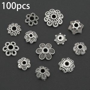 TEMU 15G 약 100개 랜덤 혼합 꽃 모양 캡, 조합 꽃 모양 비즈 캡, 스페이서 비즈, 펜던트 꽃 모양 캡, 빈티지 스타일 꽃잎 캡, 루즈 비즈, 비즈 프레임, 태슬 엔드 캡, 귀걸이 베이스, 비즈 지지대, 패드