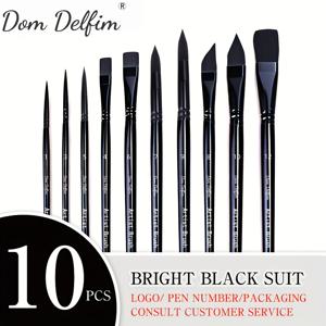 TEMU 10개 Dom Delfim 전문가용 페인트 브러쉬 세트 | 5가지 팁 타입 (점, 납작, 'S 혀, 필버트), 수채화, 아크릴, 유화 & 과슈용, 나일론 브러쉬 모