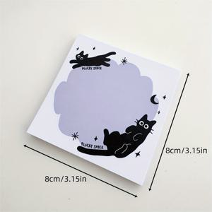 TEMU 검은 고양이 우주 테마 스티커 메모 - 50매, 귀여운 천체 디자인, 사무실, 학교 및 가정용으로 적합