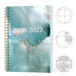 TEMU 2026년 1월부터 2027년 12월까지 2년 학교용 아카데믹 캘린더 – 넓은 그리드, 노트 & 깔끔한 디자인으로 공부와 생활의 균형을 위한; 선생님과 전문가에게 이상적 (청록색 커버), 스쿨플래너, 티처플래너, 플래너, 넉넉한 그리드, 플래너, 튼튼한 제본, 메모하기 플래너, 학술일기장