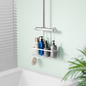 TEMU 드릴링 없이 설치 가능한 샤워 선반 - 샴푸용 샤워 바스켓, 욕실 정리대, 스테인리스 스틸 샤워 선반 (은색)