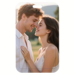 TEMU 2D 1개 맞춤형 사진 카드 홀더 - 양면 개인화 디자인, 내구성 있는 플라스틱 ID 뱃지 슬리브 (학생증, 직장증, 버스패스용) - 가벼운 스타일, 완벽한 생일 선물, 귀여운 ID