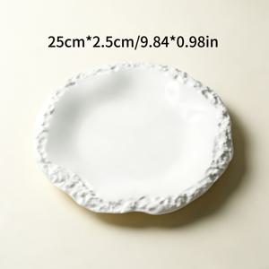 TEMU 암석 질감의 얕은 접시 1개 (12/10/8인치) - 가정 및 호텔 식사용의 소박한 모서리 디자인의 현대적인 세라믹 식기