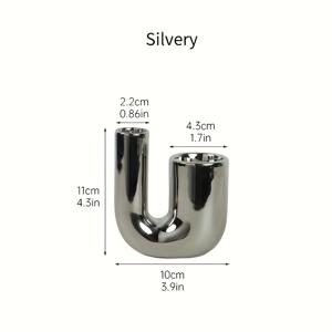 TEMU 1개 모던 라이트 럭셔리 실버 세라믹 캔들 홀더 데코, 캔들라이트 디너 소품, 홈용 소형 테이블탑 캔들 스탠드, 이스터 크리스마스 소프트 데코