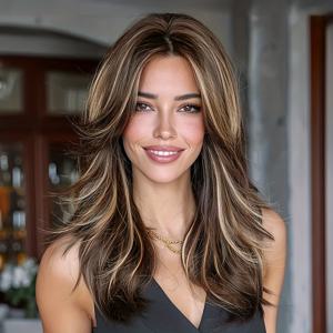 TEMU 20인치 여성용 커피 브라운 카라멜 블론드 롱 웨이비 빅 컬 가발, 편안한 내부 망사, 초보자용. 우아하고 세련된 스타일, 출퇴근, 파티, 모임, 할로윈 카니발 등에 이상적