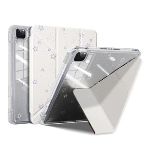 TEMU 아이패드 10/11세대용 Y폴드 케이스, 2025년 신형 아이패드 A16용 3+Y폴드 투명 커버, 아이패드 10 및 아이패드 11용 귀여운 별 케이스, 생일 및 크리스마스 선물로 완벽