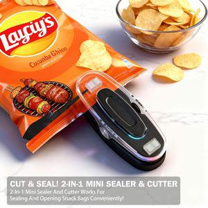 TEMU USB 충전식 2-in-1 미니 백 실러 & 커터 | 휴대용 핸드헬드 열 실링 기계 (플라스틱 스낵 백용), 칩/쿠키/견과류 신선 보존, 주방/여행/캠핑용 소형 식품 보관 도구, 이상적인 크리스마스 선물 - 브랜드: LALAYUAN