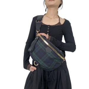 TEMU 여성 패션 체크 무늬 경량 멀티 지퍼 숄더백 | 캐주얼 나일론, 탈착식 스트랩, 데일리용으로 이상적