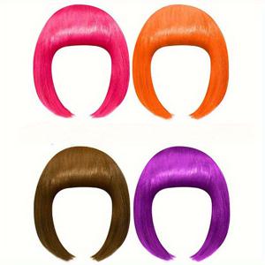 TEMU 4개 세트 숏 헤어 가발 멀티컬러 코스튬 가발 데일리 파티 헤어피스 여성용