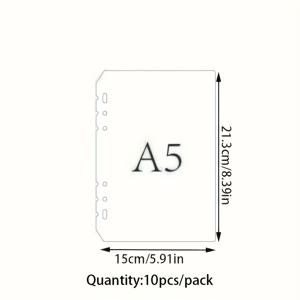 TEMU 플래너 내부 페이지용 A5/A6 범용 6홀 바인더 칸막이 10장, 투명한 프로스트 PP 소재