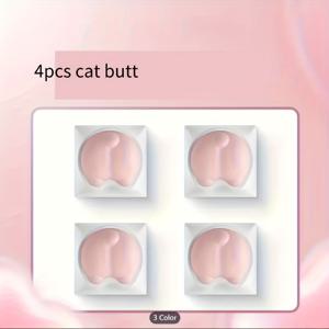 TEMU 4개입 창의적인 핑크 고양이 발바닥 키캡, 핑크 만화 디자인, 기계식 키보드 싱글 실리콘 고양이 엉덩이 키캡, 여학생용 컴퓨터周辺기기 추가