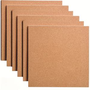 TEMU 6개 DIY 다목적 코르크 보드 타일 세트 - 러스틱 팜하우스 게시판용 12x12인치 천연 나무 무늬 사각 타일, 벽 장식 및 DIY 공예용