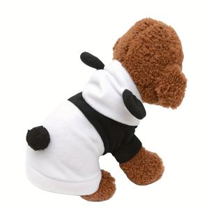 TEMU 바람이 부는 가을, 겨울철에 강아지와 고양이를 위한 귀여운 판다 모양의 부드럽고 포근한 애완동물 의류 (모자 포함)