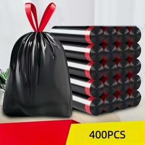 TEMU 400개 대용량 두꺼운 누수방지 쓰레기봉투 - 안전한 끈 조임 마감, 냄새 차단 플라스틱, 기저귀, 쓰레기 및 대용량 사용 가능 - 밸류 팩 (9봉지/풀 케이스)