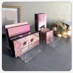 TEMU 2개 투명 아크릴 메이크업 아이섀도우 팔레트 정리함, 7개의 독립적인 디스플레이 칸막이, 튼튼한 받침대 및 쌓을 수 있는 디자인 (조립 불필요) - CD, 휴대폰 케이스, 마스크 화장품 보관 상자에 적합 - 내구성 좋은 플라스틱 상자 세트 (2개)