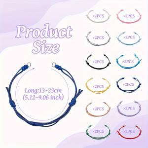 TEMU 24개 12색 조절 가능한 왁스 폴리에스터 브레이드 팔찌 재료, 커넥터 참에 적합, 혼합 색상, 5.12~9.06인치(13~23cm), 색상당 2개, DIY 팔찌 주얼리 만들기용, 팔찌 액세서리, 우정 팔찌 만들기 소재, 비즈 끈 & 실