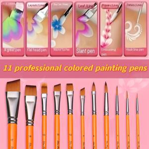 TEMU 11피스 전문 얼굴 페인팅 키트, 나일론 브리슬 - 3D 꽃잎 & 돔 디자인에 완벽, 디테일 브러시 & 컬러 펜 포함, 무대 메이크업 아티스트에게 이상적