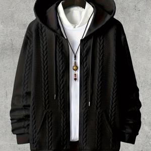 TEMU 플러스 사이즈 남성용 스웨트셔츠, 패치 포켓 후드 보온 남성용 스웨트셔츠, 가족을 위한 편안한 선물, 플러스 사이즈