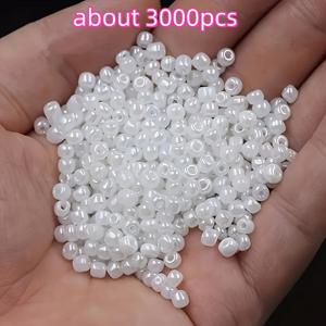 TEMU 2mm 흰색 유리 구슬 3000개 세트, 체코 유리 씨앗 구슬, 주얼리 제작, 목걸이, 펜던트, 스페이서 구슬에 적합, 비즈 모음