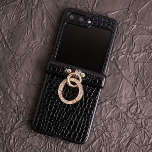 TEMU 고광택 악어 크로커다일 프린트 레트로 인조 가죽 인조 도금 핑거 버클 패션 폰 커버 삼성 갤럭시 Z 플립 7, Z 플립 7 FE, Z 플립 6, Z 플립 5, Z 플립 4, Z 플립 3 5G 폴딩 모바일 폰 보호 케이스