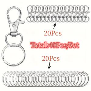 TEMU 키링과 함께하는 40개 세트 회전 클라스프 랜야드 스냅 후크, 키 체인 클립 후크, 로브스터 클로 클라스프