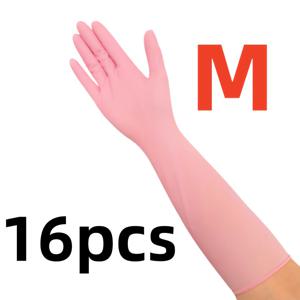 TEMU 16개입, 16인치 블루, 화이트, 핑크 색상의 엑스트라 롱 가정용 청소 장갑 (니트릴 소재), 주방 설거지 및 일상 욕실 청소에 적합, 양손 사용 가능, 아름다운 포장