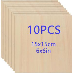 TEMU 10개, 15x15cm / 6x6인치 사각 나무 조각, DIY 목재 보드, 수공예 및 장식용, 문 표지 라벨, 홈 데코, 친구와 가족을 위한 선물, 레이저 컷팅, 우든버닝, 건축 모델, 스테인링