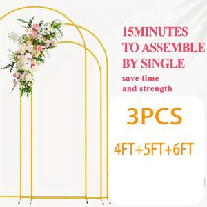 TEMU 3개 금속 아치 백드롭 스탠드, 결혼식, 졸업 시즌, 생일 및 축하 행사용 - 실내/야외 다목적 장식 프레임, 골든 웨딩 아치 스퀘어 아치 프레임, 생일 파티 및 졸업식 장식