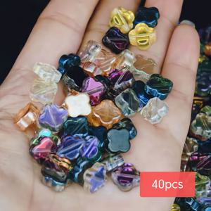 TEMU 10mm 고급 4잎 클로버 아이스 투명 컬러풀 오로라 판타지 모조 체코 비즈 수제 팔찌 목걸이 비즈 재료 추가