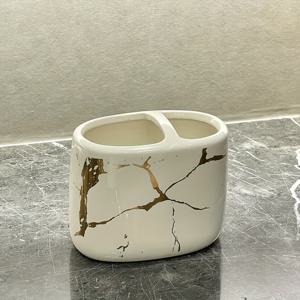 TEMU 대리석 칫솔 거치대 - 2구멍 스탠드형, 홈, 호텔, 욕실용 모던 위생 칫솔 선반